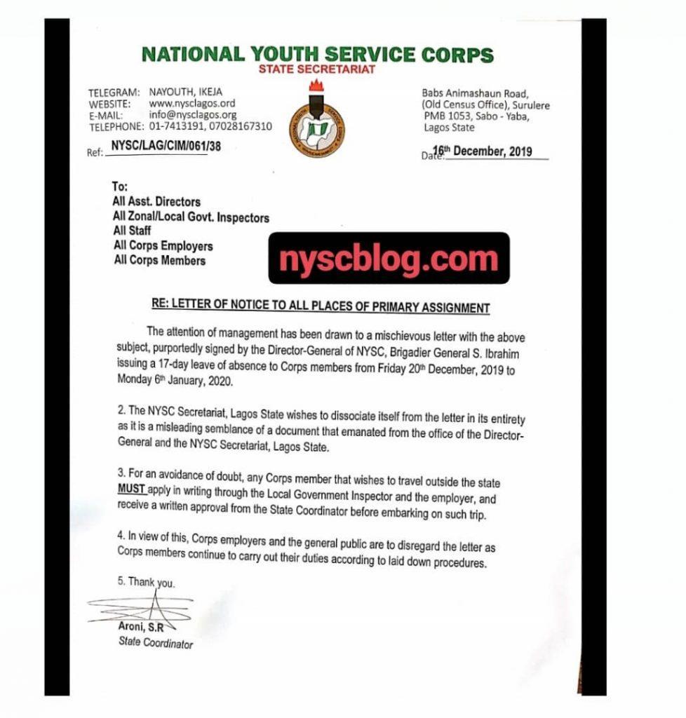 Important Information to Corpers