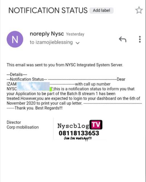Proposed Date for Call Up Letter 